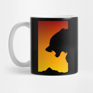 Sunset Snarling Wolf - Wolf Lover - Growling Wolf Aggressive Wolves Mug